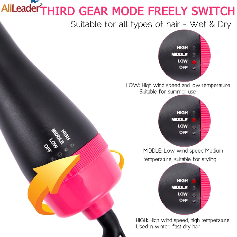 Escova Secadora 4 em 1 – Modela, Alisa, Seca e Dá Volume com Íons Negativos e Antifrizz.