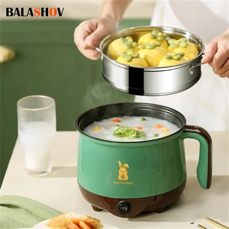Mini fogão elétrico para casa, Máquina de cozinhar a vapor, Panela antiaderente multifunções, Camada simples ou dupla, 2 pessoas, comida, macarrão, cozinha, 2 pessoas