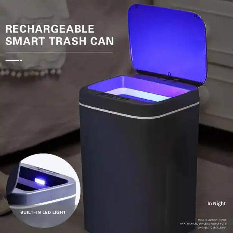 Lixeira elétrica com sensor automático, 16l, sem toque, inteligente, cozinha, banheiro, à prova d'água, balde de lixo com tampa, lixeira doméstica
