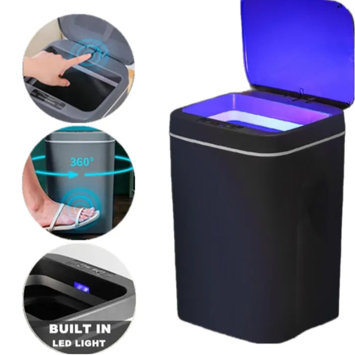 Lixeira elétrica com sensor automático, 16l, sem toque, inteligente, cozinha, banheiro, à prova d'água, balde de lixo com tampa, lixeira doméstica