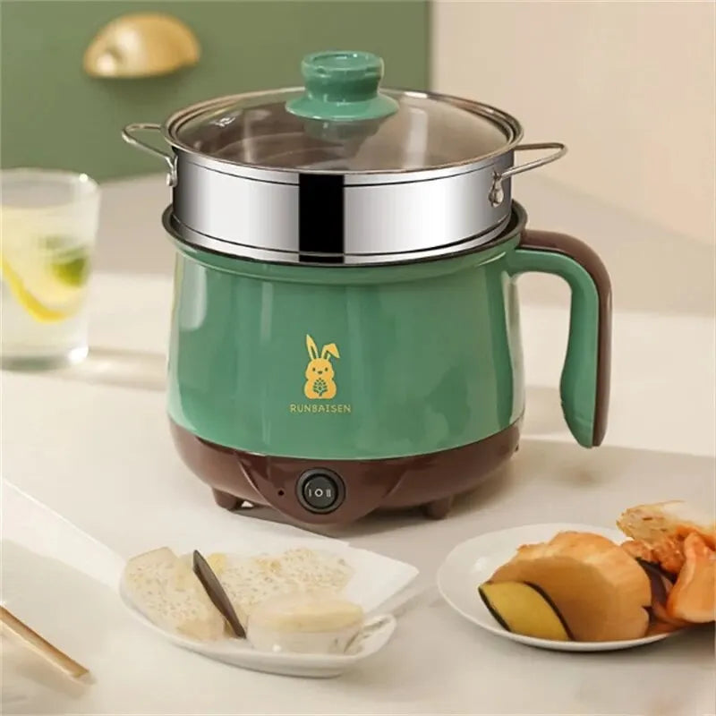 Mini fogão elétrico para casa, Máquina de cozinhar a vapor, Panela antiaderente multifunções, Camada simples ou dupla, 2 pessoas, comida, macarrão, cozinha, 2 pessoas