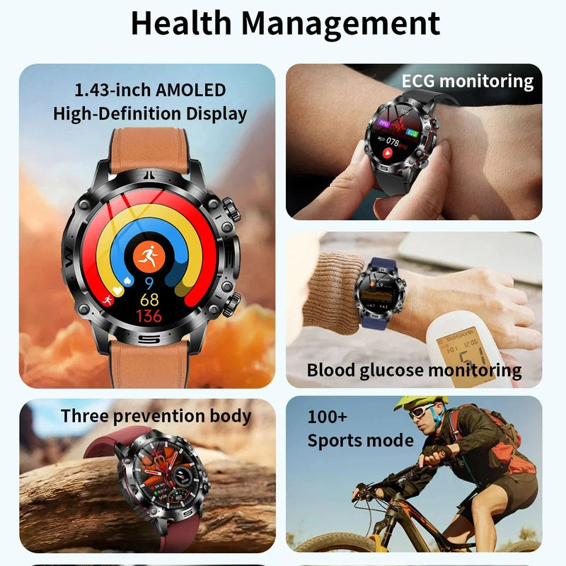 Relógio Smart 2024 – Mede Glicose, Ácido Úrico, Colesterol, ECG/PPG, Chamadas Bluetooth e Monitor de Saúde