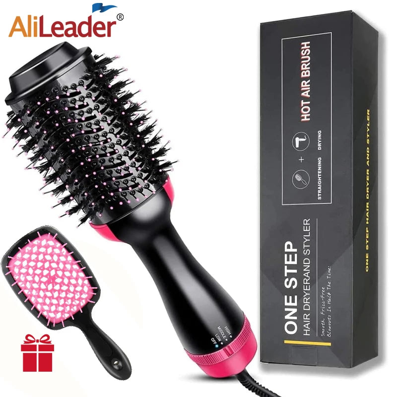 Escova Secadora 4 em 1 – Modela, Alisa, Seca e Dá Volume com Íons Negativos e Antifrizz.